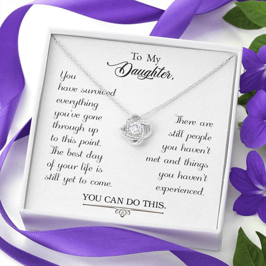 Love Knot To My Daughter Necklace and Message Card Giftbox set