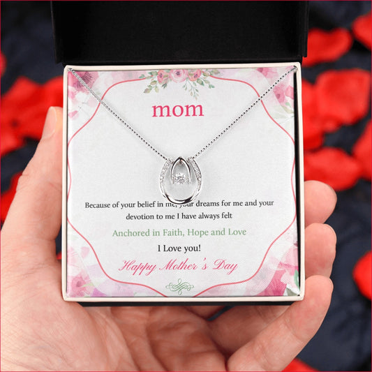 Mom Happy Mother's Day CZ Lucky Pendant