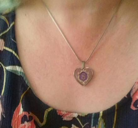 Customer wearing a Monogram Initial Necklace for letter S Pendant