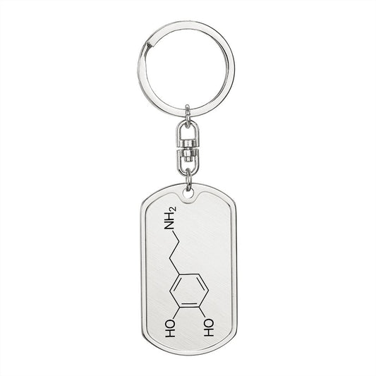 Well Being Hormone keychain Dopamine Chemical Formula C8H11NO2 Key ring stainless steel