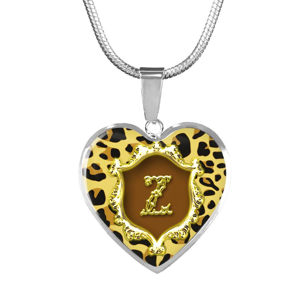 Z Initial Monogram Alphabet Heart Pendant and Necklace