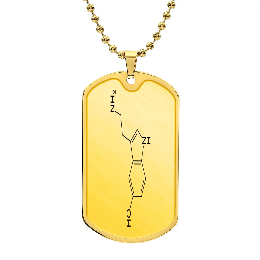 Serotonin Happiness Hormone Chemical Structure Diagram Dog Tag Pendant