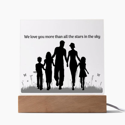 Family of Five Silhouette Customizable Gift Plaque