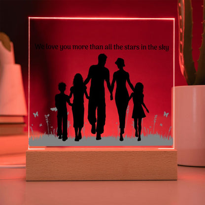 Family of Five Silhouette Customizable Gift Plaque
