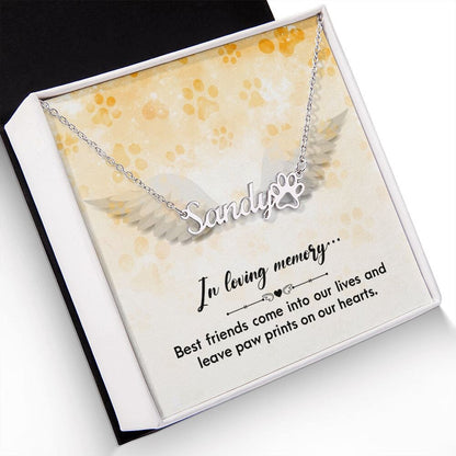 Paw Print Name Pendant Memorial Necklace Gift Boxed Best Friend Memorial