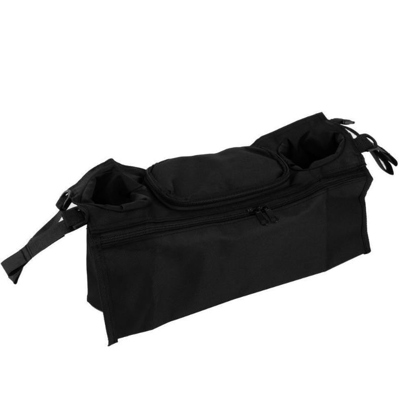 Carry Console Hanging Organizer front view of long zippered pouch with drink holders behind