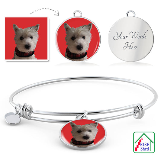 Use your precious photo to create your own round bangle stainless steel photo pendant with optional engraving