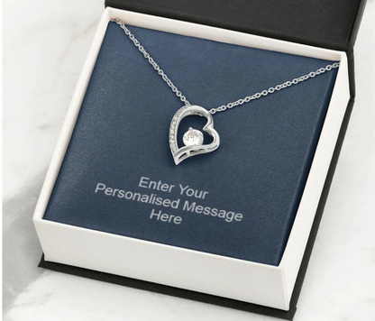 Forever Love Heart Necklace with Custom On Demand Message Card