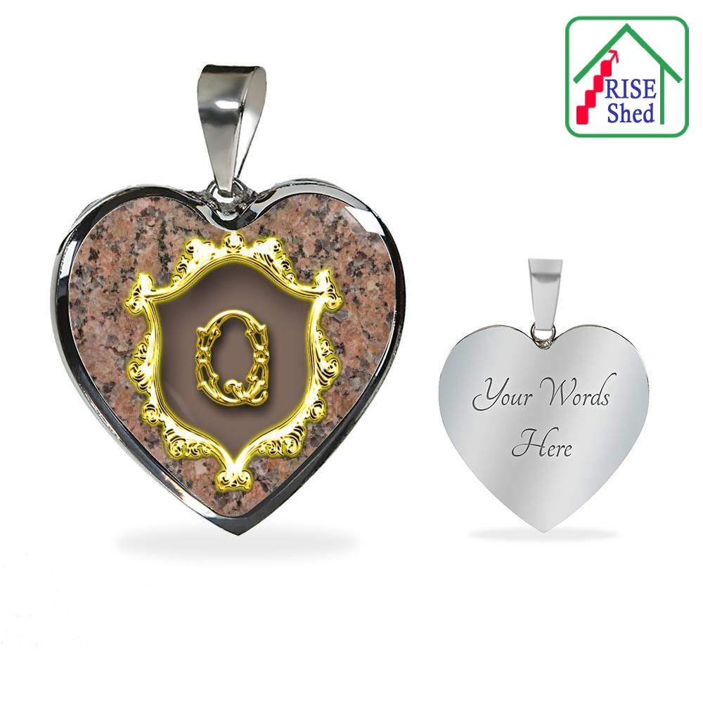 Custom Engraved Q Initial Monogram Alphabet Stainless steel Heart Pendant and Necklace