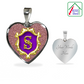 Letter S Monogrammed Stainess Steel Heart bangle showing engraved back side of Pendant, "Your Words Here"