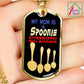 My Mom is a Spoonie Supermom,18k finish Dog Tag on military ball chain close up