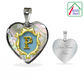 P Monogram Alphabet Initial Bangle Heart Pendant Abalone Shell Style Background. Front view on left, back view on right engraved wit, "Your Text Here"