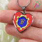 Closse Up of F Initial Monogram Alphabet Heart Pendant and Necklace held in hand