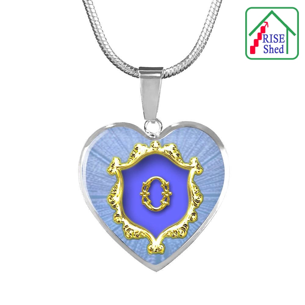 O Initial Monogram Alphabet Heart Pendant and Necklace