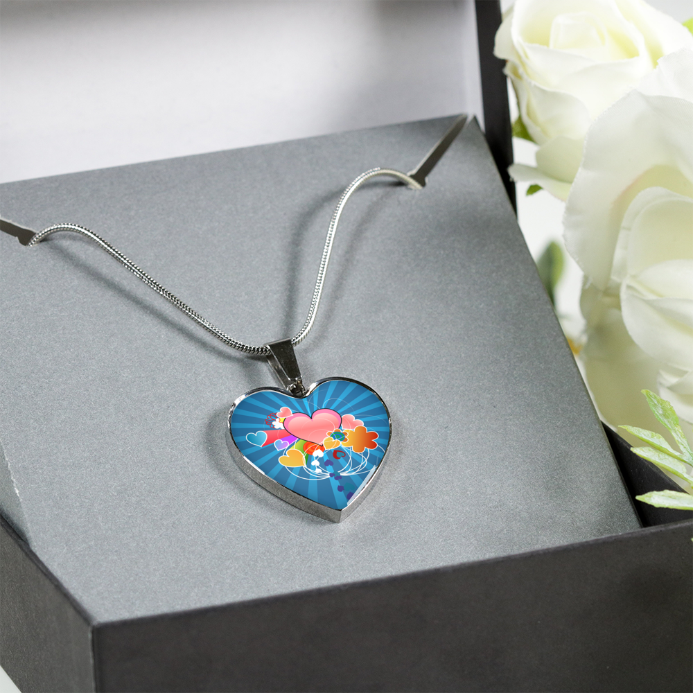 Gift Boxed Heart Rays Of Love Charm Pendant Necklace