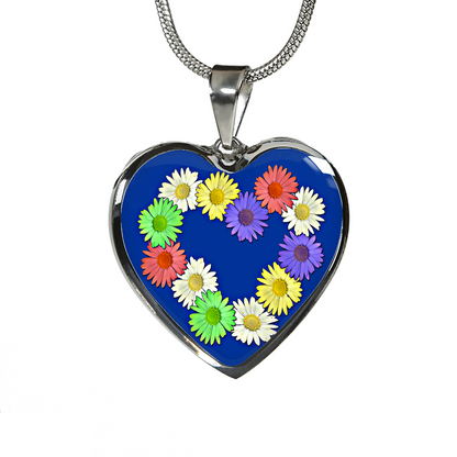 Daisy Chain Heart Pendant Surgical Stainlesss Steel Necklace