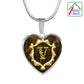 V Initial Monogram Alphabet Heart Pendant and Necklace