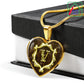 V Initial Monogram Alphabet 18K Gold Finish Heart Pendant and Necklace draped over giftbox