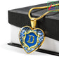 Necklace Valentines D Initial Monogram Heart Pendant 18K Gold Finish sit upon it's luxury giftbox