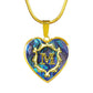 M Initial Monogram Alphabet 18K Gold Finish Heart Pendant and Necklace