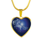 18k gold finish pendant features a unicorn dancing by the light of the full moon at midnight.