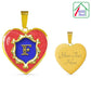 Custom engraved 18K gold finish F Initial Monogram Alphabet Heart Pendant and Necklace