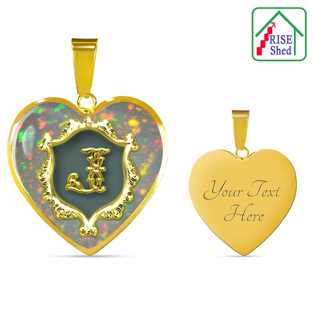 J Initial Monogram Alphabet Heart Pendant And Necklace Luxury (Gold) / Yes Jewelry
