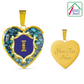 Valentines I Monogram Heart Pendant Engraved Back Side 18K Gold Finish