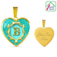 18K Gold Finish Custom Engraved Back of B Initial Monogram Alphabet Heart Pendant and Necklace