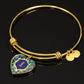I Monogram Alphabet Initial Gold Finish Bangle Heart Pendant Turquoise Style Background