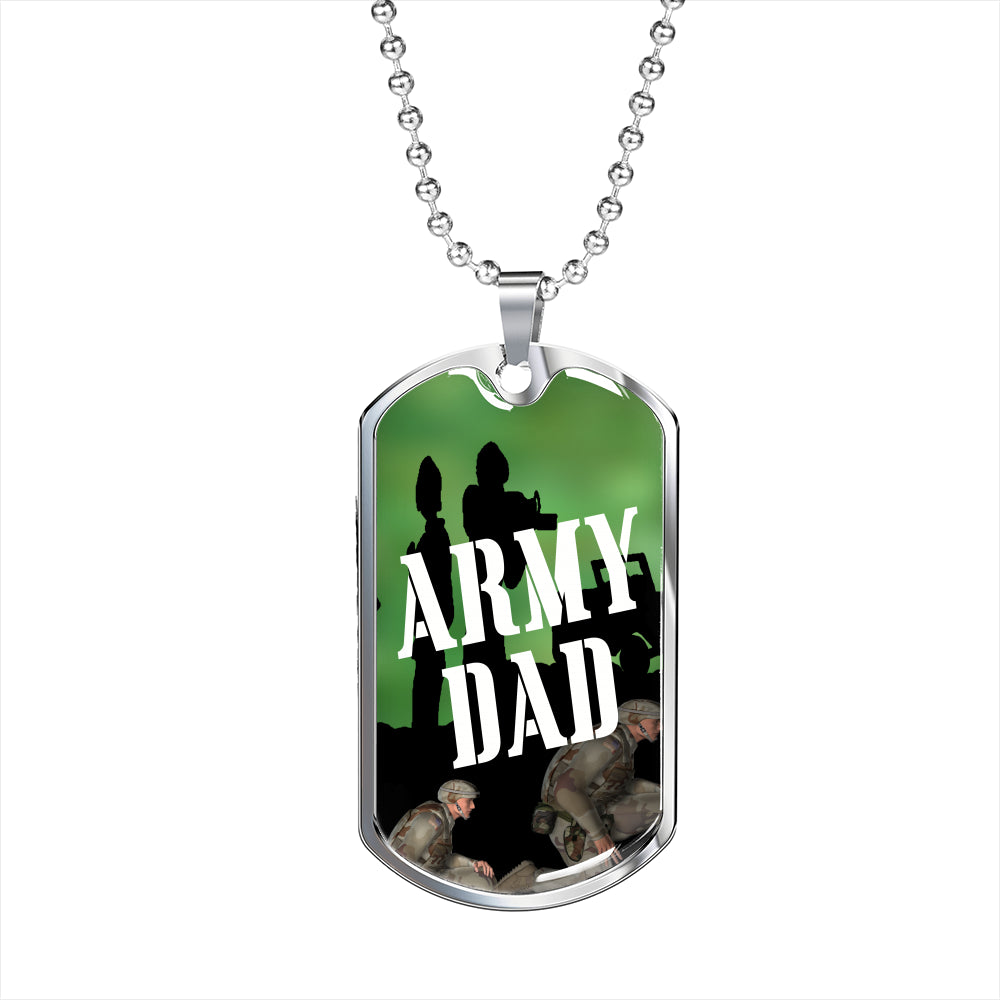 Army Dad Graphic Dog Tag on Military Chain