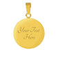 Engraved Back view of gold pendant from Mom - You are the Heart of Our Family Stackable Wire Bangle 