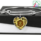 Heart Pendant Monograms Z Alphabet Initial Stainess Steel Bangle lays draped over giftbox