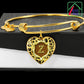 Heart Pendant Monograms Z Alphabet Initial 18k Gold Finish Bangle draped over giftbox