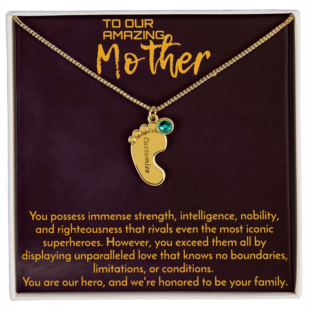 To Our Amazing Mother Footprints Necklace