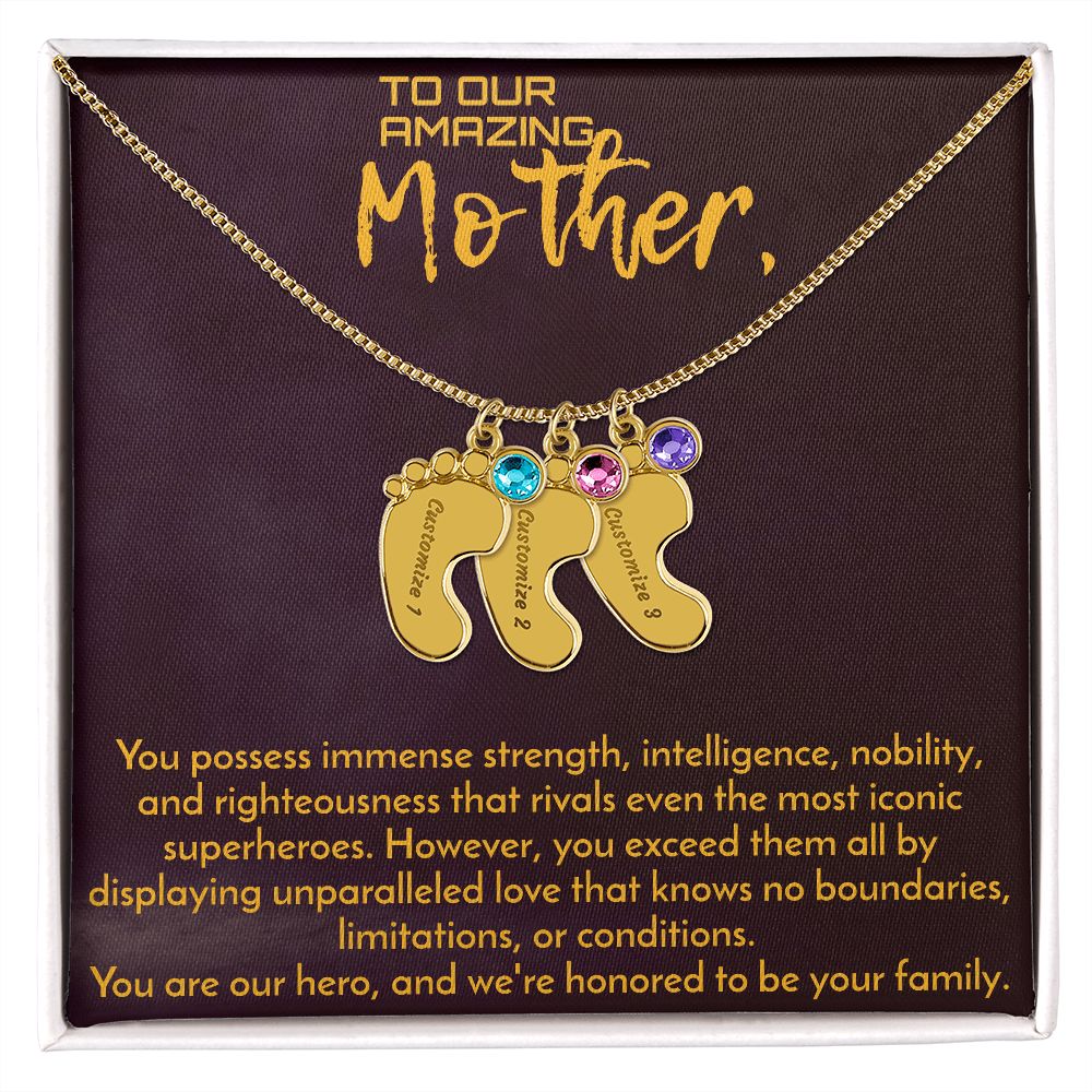 To Our Amazing Mother Footprints Necklace