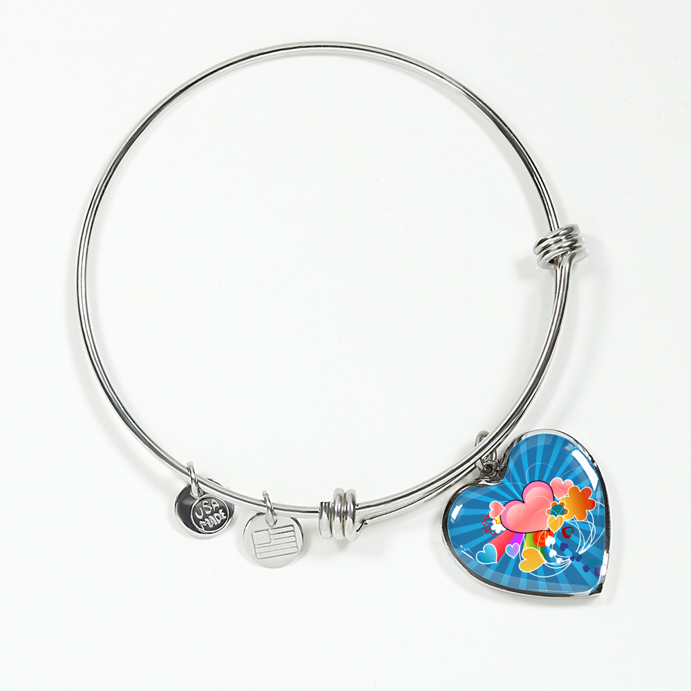 Entire Bangle with Heart Rays Of Love Charm Pendant