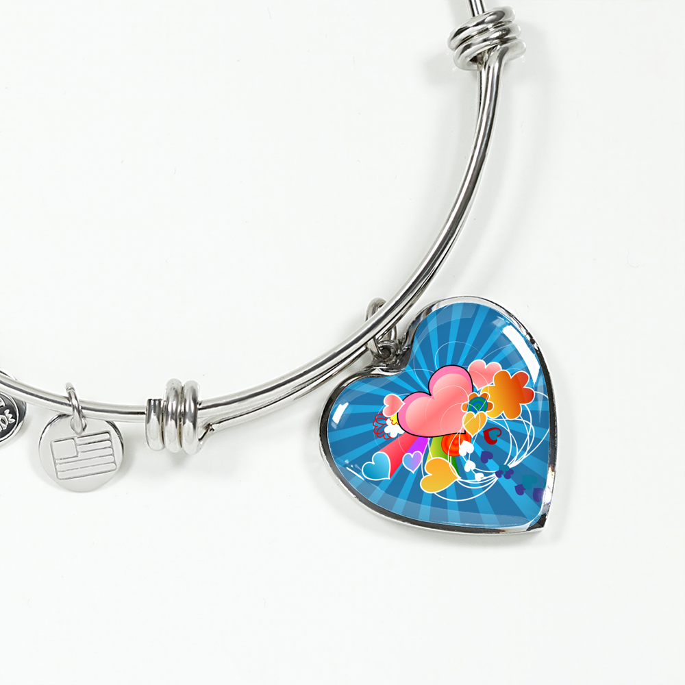 Heart Rays Of Love Charm Close Up of Pendant on Bangle