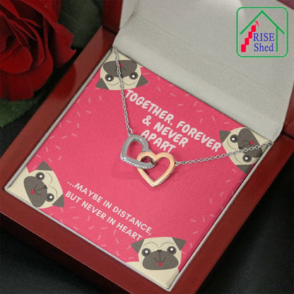 Together Forever Linked Hearts Necklace in Mahogany Display Gift Box