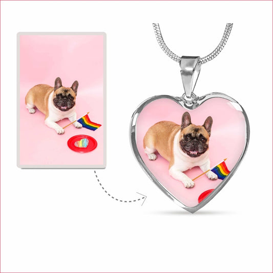 Create Your Own Photo Necklace with Heart Pendant on stainless steel snake link chain