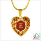 E Initial Monogram Alphabet 18K Gold Finish Heart Pendant and Necklace