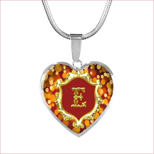 E Initial Monogram Alphabet Heart Pendant and Necklace