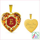 Custom Engraved E Initial Monogram Alphabet 18K Gold Finish Heart Pendant and Necklace