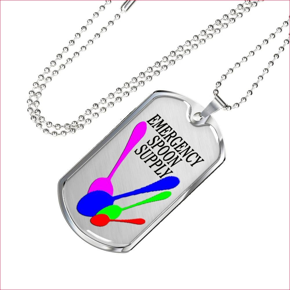 Emergency Spoon Supply Dog Tag Necklace