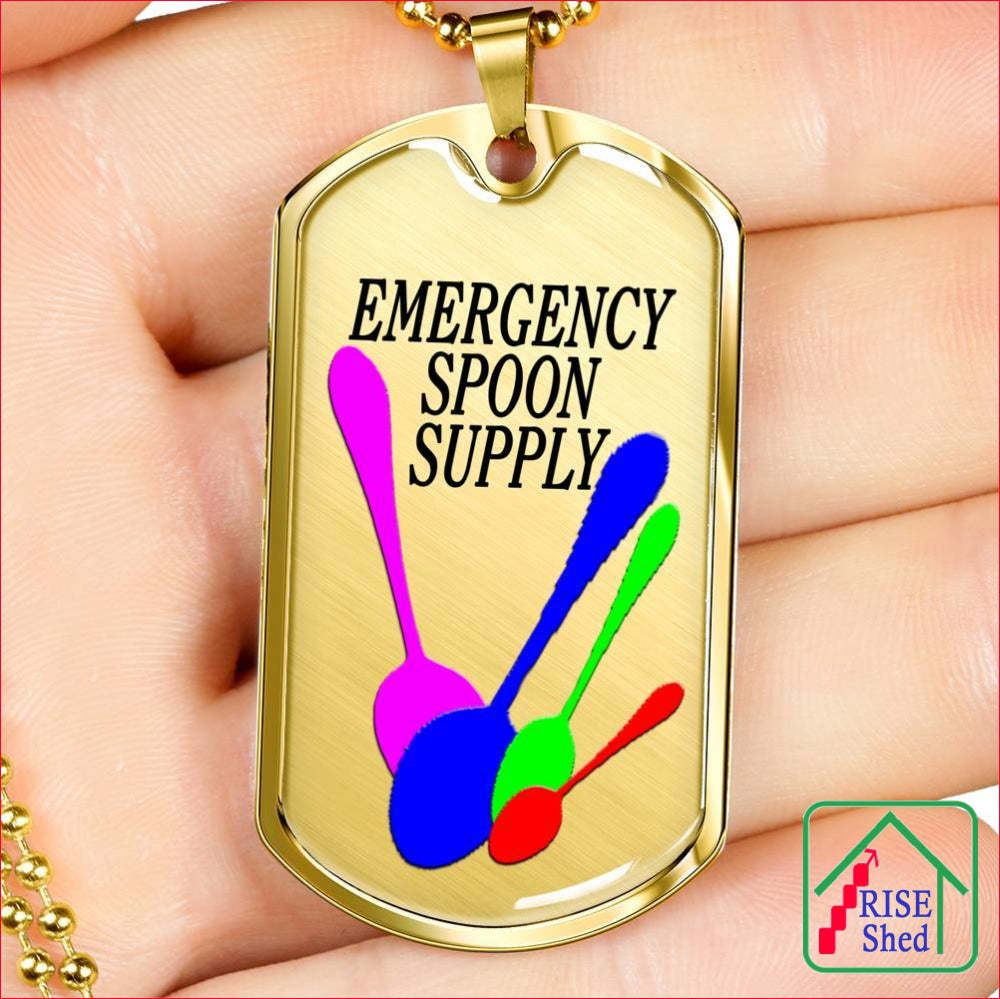 Emergency Spoon Supply Dog Tag Necklace