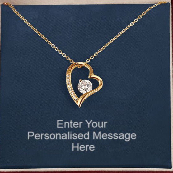 Forever Love Heart Necklace with Custom On Demand Message Card
