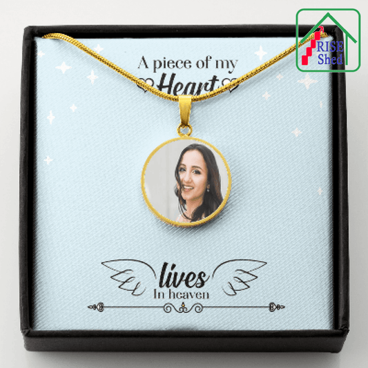 Memorial Photo Pendant: A piece of my Heart... Lives in Heaven Necklace -Create Your Own