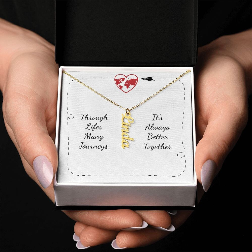 Through Lifes Many Journeys Its Always Better Together Gift Boxed Custom Word or Name Pendant