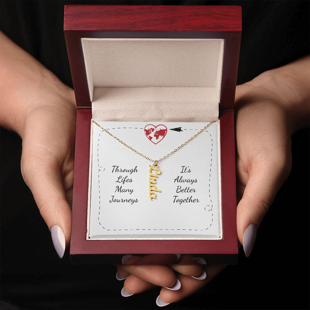 Through Lifes Many Journeys Its Always Better Together Gift Boxed Custom Word or Name Pendant