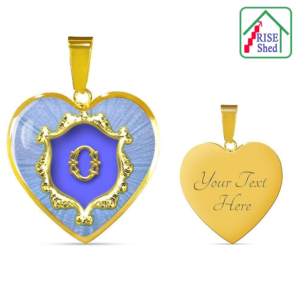 18K Gold Finish Custom Engraved O Initial Monogram Alphabet Heart Pendant and Necklace